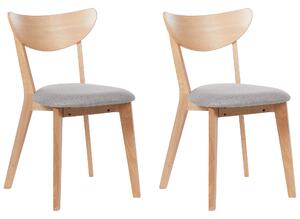 Súprava 2 jedálenských stoličiek svetlé drevo kaučukové drevo čalúnené sedadlo moderný tradičný dizajn