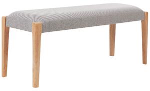 Lavička do predsiene svetlé drevo MDF svetlosivý polyester čalúnené sedadlo retro tradičný dizajn