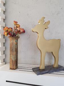 Hanah Home Drevená dekorácia Mini Deer 30 cm zlatá
