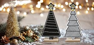Tutumi, ozdoba vianočný stromček 11x21 cm KL-21X14, biela-čierna, CHR-00674