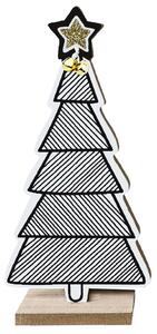 Tutumi, ozdoba vianočný stromček 11x21 cm KL-21X14, biela-čierna, CHR-00674
