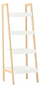 SUPPLIES VASAGLE Drevená rebríková polica s 4 policami v bielej farbe
