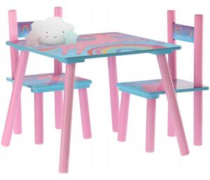 Detský stôl so stoličkami UNICORN v ružovej farbe