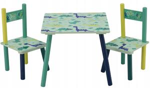 Detský stôl so stoličkami DINO v zelenej farbe