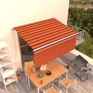 Maison Exclusive – Manuálna markíza, 3,5 x 2,5 m, oranžovo-hnedá, s horizontálnymi pruhmi