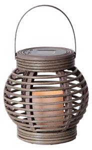 Hnedá solárna lampa Lucerna ratanový vzhľad s LED