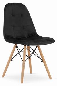 Jedálenská stolička DUMO zamat - čierna (hnedé nohy)