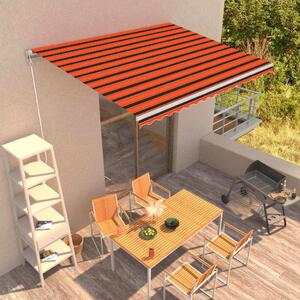 Maison Exclusive – Manuálna markíza, 4 x 3 m, oranžovo-hnedá, s horizontálnymi pruhmi