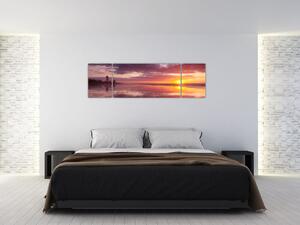 Obraz zapadajúceho slnka nad morskou hladinou (Obraz 170x50cm)