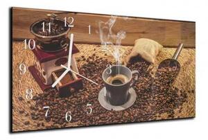 Nástenné hodiny káva 30x60cm XVIII - plexi