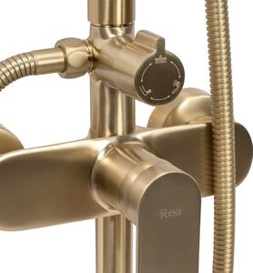 Sprchový set Rea Verso zlatý - vaňová batéria, ručná a dažďová sprcha