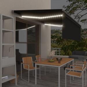 Maison Exclusive – Elektrická markíza s LED osvetlením a senzorom, rozmer 4,5 x 3 m, farba antracit