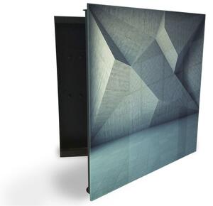 Glasdekor skrinka na kľúče - abstraktný geometrický tvar - Ľavé / Čierna