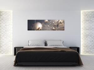 Abstraktné obraz - šedej gule (Obraz 170x50cm)