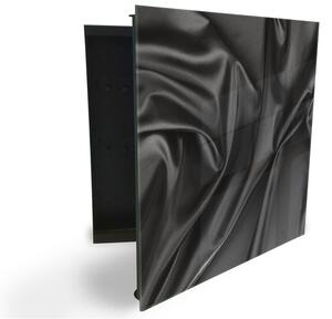 Glasdekor skrinka na kľúče - detail čiernej tkaniny - Ľavé / Čierna