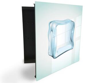 Glasdekor skrinka na kľúče - modrá ľadová kocka abstrakt - Ľavé / Čierna