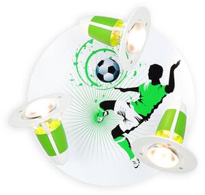 Stropné svietidlo Soccer, 3-plameňové zeleno-biele