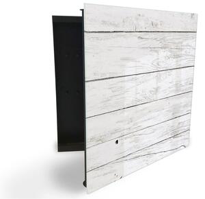 Glasdekor skrinka na kľúče - textúra biele drevo - Ľavé / Čierna