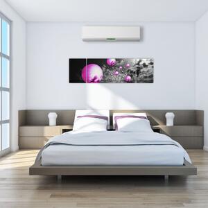 Abstraktný obraz - fialové gule (Obraz 170x50cm)