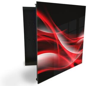 Glasdekor skrinka na kľúče - červená červená abstrakcia na čiernom - Ľavé / Čierna