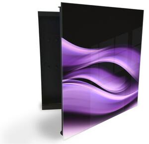 Glasdekor skrinka na kľúče - sýto fialová vlna abstrakt - Ľavé / Čierna