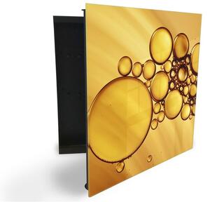 Glasdekor skrinka na kľúče - zlaté bubliny abstrakcie - Pravé / Čierna