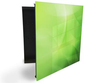 Glasdekor skrinka na kľúče - zelený abstraktný melír - Ľavé / Čierna