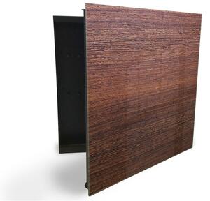 Glasdekor skrinka na kľúče - mahagón drevo textúra - Ľavé / Čierna