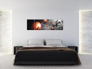 Abstraktné obrazy - oranžové gule (Obraz 170x50cm)