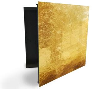 Glasdekor skrinka na kľúče - abstraktné textúra zlato - Ľavé / Čierna