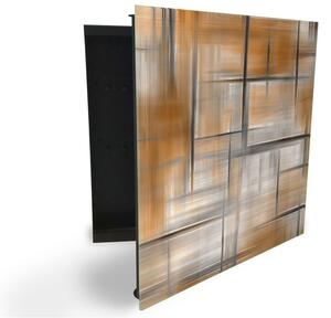 Glasdekor skrinka na kľúče - šedo medená abstrakcia - Pravé / Čierna