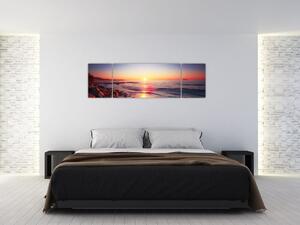 Moderný obraz - západ slnka nad morom (Obraz 170x50cm)