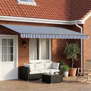Maison Exclusive – Elektrická solárna markíza, 4,5 x 3 m, modro-biela, prúžkovaná