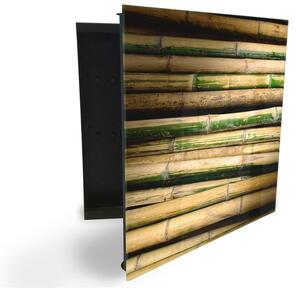 Glasdekor skrinka na kľúče - steblá bambusu - Ľavé / Čierna