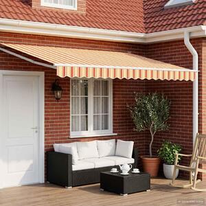 Maison Exclusive – Elektrická solárna markíza, 5 x 3 m, žlto-oranžový prúžkovaný vzor