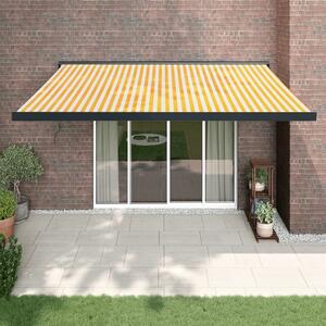 Maison Exclusive – Manuálna markíza, 4 x 3 m, žlto-biele pruhy, 100% polyester