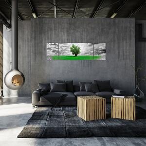 Zelený ostrov vo vyprahnutej krajine - obrazy do obývačky (Obraz 170x50cm)