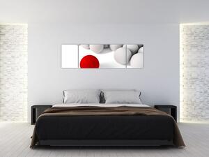 Červená guľa medzi bielymi - abstraktný obraz (Obraz 170x50cm)