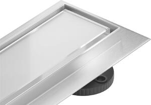 Mexen Flat nerezový sprchový žľab 50 cm vzor biele sklo, 1027050-15