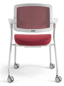 Konferenčná stolička na kolieskach Bestuhl U20 WHITE — viac farieb, stohovateľná Červená