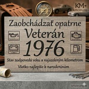 Drevená narodeninová tabuľka – Veterán Vybrať dekor:: Dub Sonoma