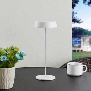 Nabíjateľná stolová lampa Lucande LED Tibia, biela, hliník, USB, IP54