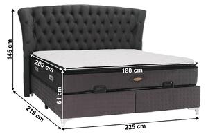 Boxspringová posteľ 180x200, sivá, MERSIA