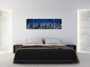 Moderný obraz: večerné mesto budúcnosti (Obraz 170x50cm)
