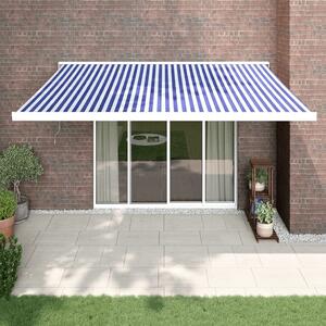 Maison Exclusive – Manuálna markíza, 4 x 3 m, modro-biela, 100% polyester