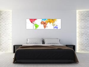 Obraz - farebná mapa sveta (Obraz 170x50cm)