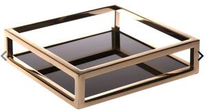 Podnos štvorcový zlatý s čiernym zrkadlom, 20x20 cm