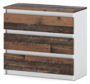 STIV Möbel | Komoda Biely Mat/Old Style 80x33,5x71,5 cm | 3 zásuvky | Vintage štýl | Moderné úložné riešenie