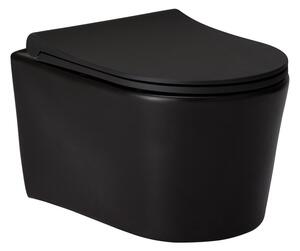 Cerano Puerto, závesná WC misa Rimless 500x350x290 mm + WC sedátko Taco s pomalým zatváraním, čierna matná, CER-CER-413234