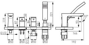 FDesign Pinea vaňová/sprchová batéria na vaňu chrómová FD1-PNA-11A-11